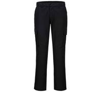 Portwest Men's Stretch Slim Cargo Trousers in Black | Size: 38R Portwest Black 38R