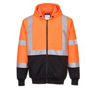 Portwest Mens Two Tone Hi-Vis Safety Full Zip Hoodie Orange/black (Xl)