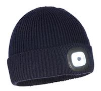 Portwest Mens Workman's LED Beanie Thermal Hat with LED Head Light USB Rechargeable Navy