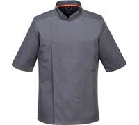 Portwest C738 Men's Mesh Air Pro Chef Jacket - Slim Fit Short Sleeve Workwear Slate Grey, XX-Large