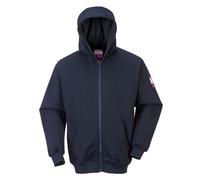 Portwest FR Zip Front Hooded Sweatshirt, Color: Navy, Size: M, FR81NARM