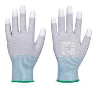 Portwest MR13 ESD PU Fingertip Glove (Pk12), Grey/White, XS, Regular