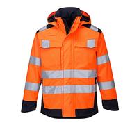Portwest MV70 Waterproof Modaflame Rain Multi Norm Arc Jacket Orange/Navy, Medium