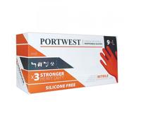 Portwest Orange Heavy Duty Disposable Gloves Large Size 9 Box 100