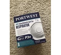 Portwest P304WHR Valved Dolomite Light Cup Respirator, Regular, White (Box of 10)