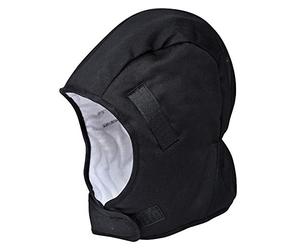 Portwest PA58 Helmet Winter Liner Back Elastic Water Resistant Polyester | Black, One Size, Tall Leg, Hook and Loop Strap, Adjustable Strap, Chin Strap, Cold Weather