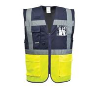 Portwest Paris Hi Vis Contrast Executive Vest 2XL Yellow/Navy (Pk 10)