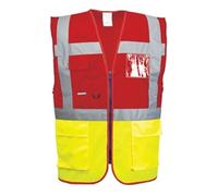 Portwest Paris Hi Vis Contrast Executive Vest L Yellow/Red (Pack 10)