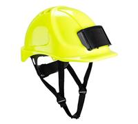 Portwest PB55 Endurance Badge Holder Helmet Vented Hard Hat Flame Resistant | Yellow, One Size, EN 397, Breathable Ventilation, Wheel Ratchet, Chin Strap, 6 Points Textile Harness