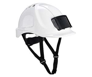 Portwest PB55 Endurance white vented safety helmet with visitor badge holder