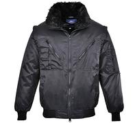 Portwest PJ10 Pilot Jacket Stain Resistant Knitted Cuffs and Hem Way Zip | Black, 2X Large, UPF 50+, EN 342, Regular Fit, Zip Closure, 2 Chest Pockets, Two-Way Zip, Shower-Proof Finish, Workwear