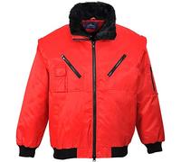 Portwest PJ10 Pilot Jacket Stain Resistant Knitted Cuffs and Hem Way Zip | Red, 3X Large, UPF 50+, EN 342, Regular Fit, Zip Closure, 2 Chest Pockets, Phone Pocket, Two-Way Zip, Sleeve Pocket, Workwear