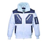 Portwest Men's Pilot Jacket (Size L) White Two Tone Pilot Jacket - New