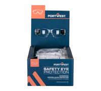 Portwest PM32 Safety Glasses Wrap-Around 12 Pack | Clear, Panoramic Lens, Anti-Scratch Coating, EN 166, EN 170, UV Protection