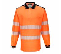 Portwest Polo Shirt Hi Vis Safety Breathable Cotton Long Sleeved T184 PW3
