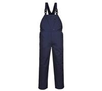 Portwest C875 Burnley Bib and Brace Elasticated Back Waist Machine Washable | Navy, Medium, UPF 50+, Loose Fit, Durable Polycotton Fabric, Spacious Pockets, 1 Chest Pocket, Zip Closure, Workwear