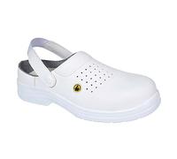 Portwest Portwest Compositelite ESD Perforated Safety Clog SB AE, Size: 39, Colour: White, FC03WHR39