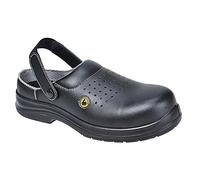 Portwest Portwest Compositelite ESD Perforated Safety Clog SB AE, Size: 44, Colour: Black, FC03BKR44
