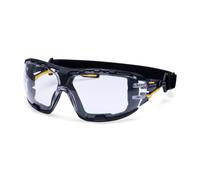 Portwest PS09 Impervious Tech Safety Glasses Metal Free Anti-Fog EVA Foam | Clear, One Size, EN 166, EN 170, EN 172, Wide Elastic Band, Flexible Arms, UV Protection, Classic Arms, Side Vents