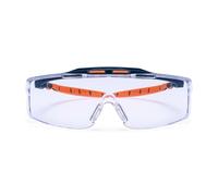 Portwest PS24 Peak OTG Safety Glasses Protective Eyewear Wraparound Design Anti Fog Anti Scratch UV Protection Adjustable Arms Brow Guard Comfortable Fit Certified PPE, Clear, One Size