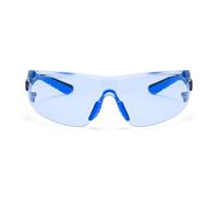 Portwest PS27 Tech Look Lite KN Safety Glasses Wraparound Panoramic Lens Anti Fog Anti Scratch Flexible Dual Colour Arms Lightweight Comfortable Fit UV Protective Eyewear Certified PPE, Blue, One Size