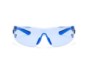 Portwest PS27 Tech Look Lite KN Safety Glasses Wraparound Panoramic Lens Anti Fog Anti Scratch Flexible Dual Colour Arms Lightweight Comfortable Fit UV Protective Eyewear Certified PPE, Blue, One Size