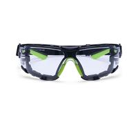 Portwest PS28 Tech Look Pro KN Safety Glasses Wrap Around Protective Eyewear Foam Gasket Elastic Strap Anti Scratch Anti Fog UV Protection Certified PPE, Clear, One Size