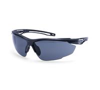 Portwest PS36 Anthracite Safety Glasses Half Frame Protective Eyewear Lightweight Flexible Arms Soft Nose Piece Anti Fog Anti Scratch UV Protection, Smoke, One Size