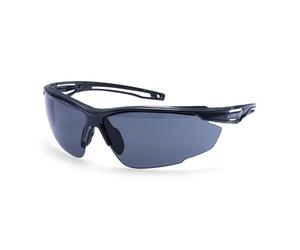 Portwest PS36 Anthracite Safety Glasses Half Frame Protective Eyewear Lightweight Flexible Arms Soft Nose Piece Anti Fog Anti Scratch UV Protection, Smoke, One Size