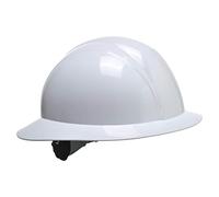 Portwest PS52 Full Brim Future Helmet Hard Hat Soft Foam Sweat Band | White, One Size, CE Certified, EN 397, Wheel Ratchet