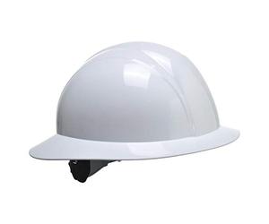 Portwest PS52 Full Brim Future Helmet Hard Hat Soft Foam Sweat Band | White, One Size, CE Certified, EN 397, Wheel Ratchet