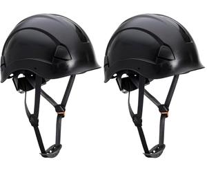 Portwest PS53 Height Endurance Helmet Hard Hat Head Protection Construction Electrical Safety Work Adjustable Chin Strap 6-Point Harness, Black, One Size (Pack of 2)