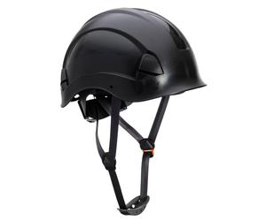 Portwest PS53 Safety Hard Hat - Height Endurance Lightweight Construction Safety Helmet Unvented ABS Shell with 6 Point Harness, Black