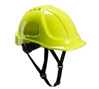 Portwest PS54 Endurance Plus Safety Hard Hat Head Protection ABS Shell EN 397 and EN 50365 Certified 6 Point Suspension Wheel Ratchet Adjustment 4-Point Chin Strap, Yellow, One Size