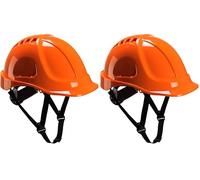 Portwest PS54 Endurance Plus Safety Hard Hat Head Protection ABS Shell EN 397 and EN 50365 Certified 6 Point Suspension Wheel Ratchet Adjustment 4-Point Chin Strap, Orange, One Size (Pack of 2)