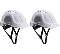 Portwest PS54 Endurance Plus Safety Hard Hat Head Protection ABS Shell EN 397 and EN 50365 Certified 6 Point Suspension Wheel Ratchet Adjustment 4-Point Chin Strap, White, One Size (Pack of 2)