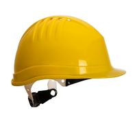 Portwest PS62 Expertline Safety Helmet Wheel Ratchet Vented | HDPE Shell, Vented, Six Point Harness, Adjustable Fit, Rain Gutter, Sweatband, Extended Nape