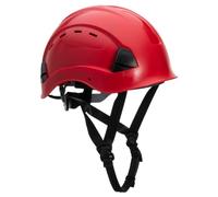 Portwest PS73 Height Endurance Mountaineer Helmet 6 Points Textile Harness | Red, One Size, EN 12492, EN 397, Adjustable Fit, Vented Durable ABS Shell, Wheel Ratchet, Chin Strap, Breathable Ventilation