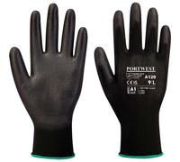 Portwest PU Palm General Handling Grip Gloves Black XS