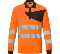 Portwest PW2 Hi Vis Long Sleeve Polo Shirt Orange / Black 3XL