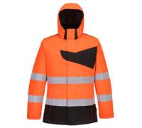 Portwest PW2 Hi-Vis Winter Jacket Waterproof Fleece Lined Hooded SafetyWork Coat