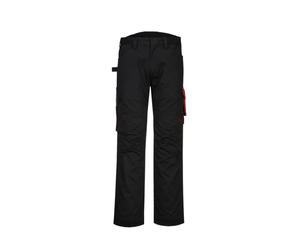Portwest PW2 PW240 Work Trousers Black Red Polycotton Service Workwear Pants