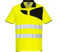 Portwest PW212 PW2 Hi-Vis Polo Shirt Short Sleeve Yellow/Black Size: 4 4XL