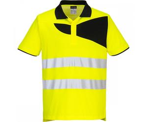 Portwest PW212 PW2 Hi-Vis Polo Shirt Short Sleeve Yellow/Black Size: S S