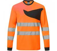 Portwest PW2 Hi-Vis T-Shirt Long Sleeve, Orange/Black, 4XL, Regular