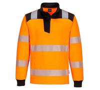 Portwest PW326 PW3 Hi-Vis 14 Zip Sweatshirt Safety Work Jumper - Orange Black
