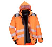 PORTWEST PW3 Hi Vis 3-in-1 Waterproof Hooded Jacket Safety Workwear Winter Coat