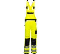 Portwest PW344 PW3 Hi-Vis Bib and Brace Chest Pocket Hammer Loop Stud Front | Yellow/Black, Medium, EN ISO 20471 Class 2, EN 14404, UPF 50+, Adjustable Straps, Two Back Patch Pockets, Durable, Workwear