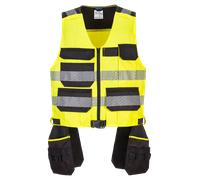 PORTWEST PW3 Hi-Vis Class 1 Tool Vest Holster Pockets Lightweight Safety PW308