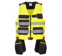 Portwest PW3 Hi-Vis Class 1 Tool Vest Lightweight Multipockets Workwear Toolvest